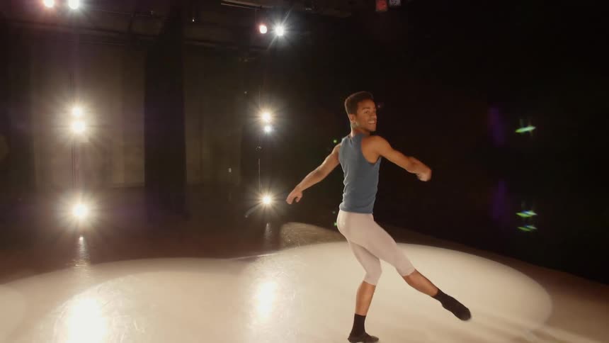 A man is dancing on the stage