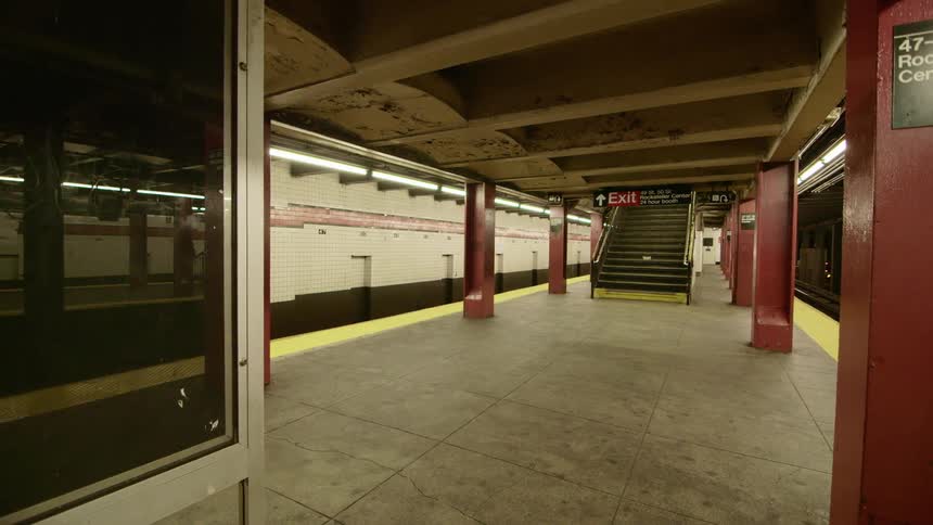 Empty new york city subway station