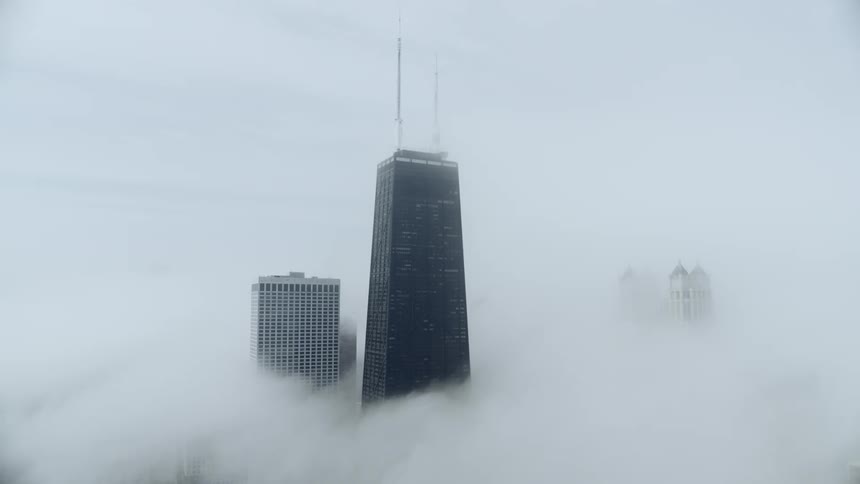 Clouds cover downtown Chicago
