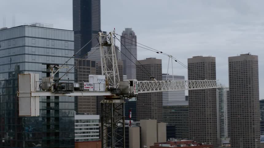 A crane at a Chicago construction site