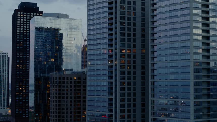 Reflective skyscrapers in downtown Chicago
