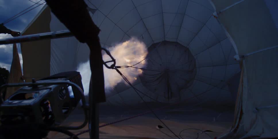 Blowing up a hot air balloon
