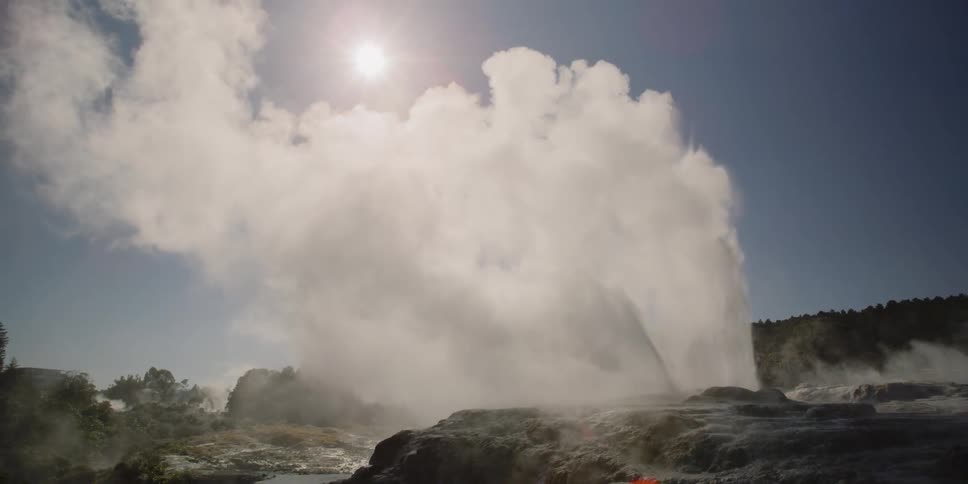 A geyser erupts