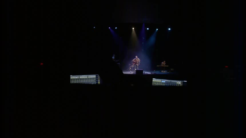 A person is on stage preparing for a concert