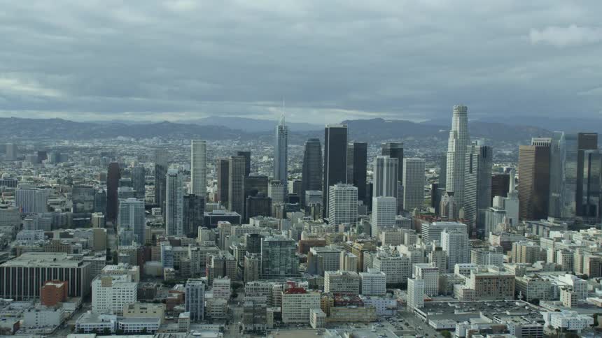 Aerial view of Los Angeles on a cloudy day