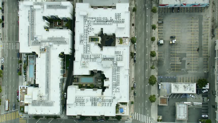 Birds Eye view of empty streets in Los Angeles during coronavirus