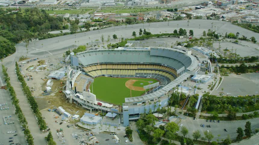 Aerial view of baseball stadium at day