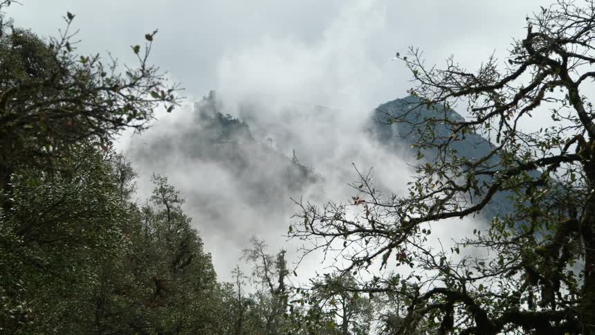 The fog rolls over the hills ahead