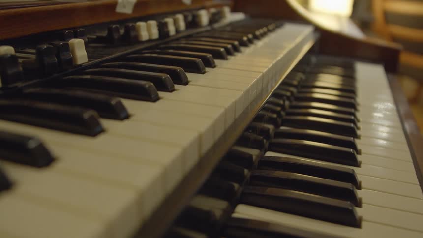 Close up shot of keys on an organ