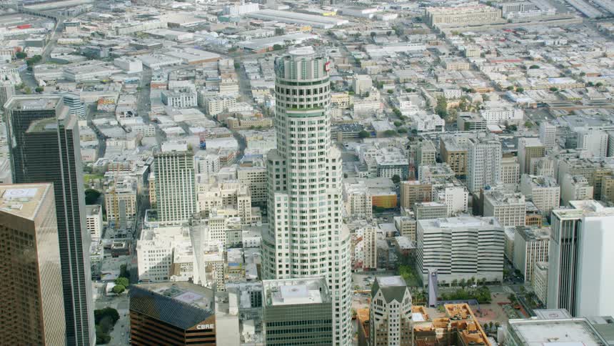 Aerial over Downtown Los Angeles
