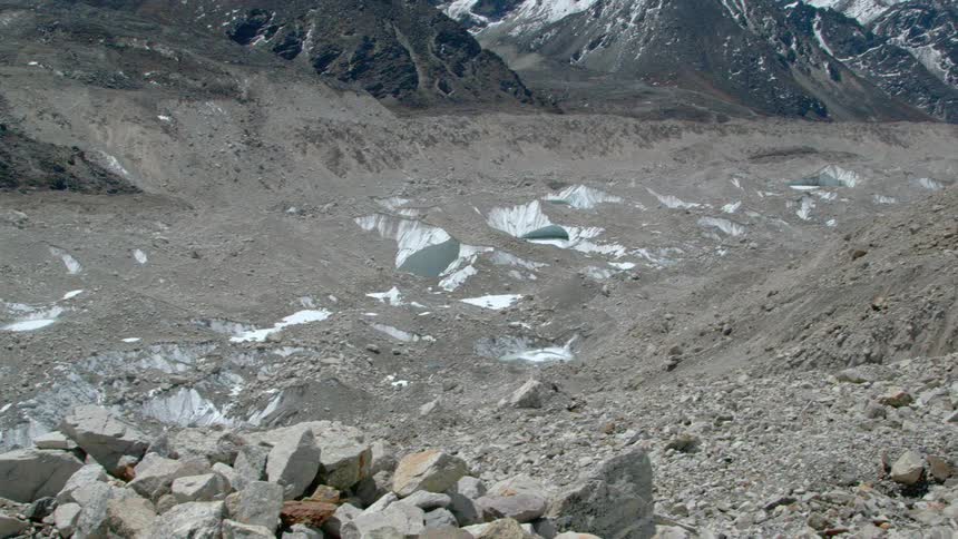 Rocky ground at the base of a mountain