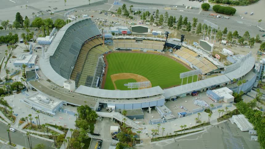 Aerial view of an empty MLB stadium during the Covid-19 pandemic