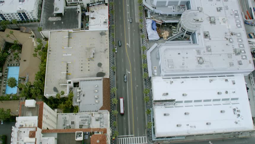 Aerial top down view of city streets