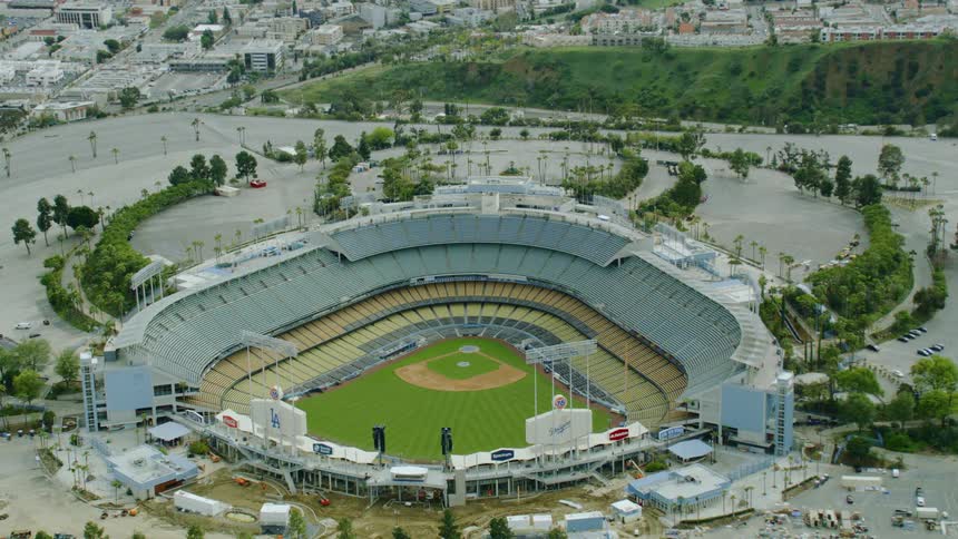 Aerial view of baseball stadium at day