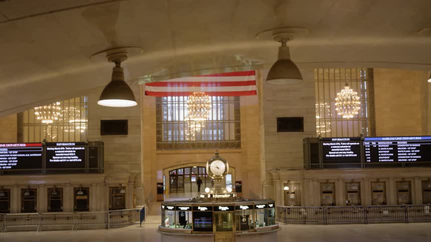 An eerily empty grand central station