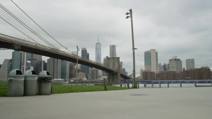 A city skyline and embankment
