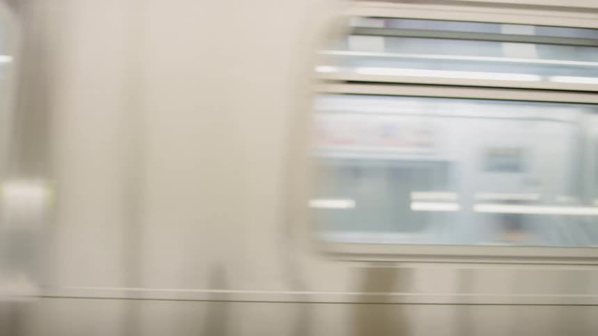 A train pulls in to a station