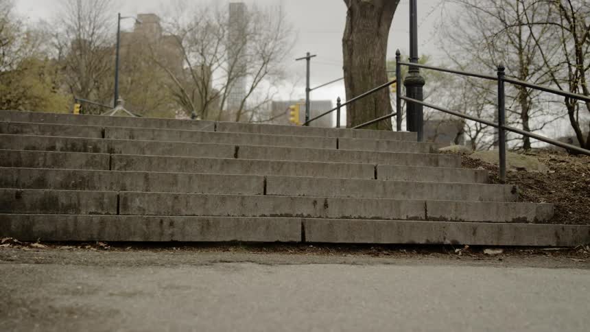 Stairs on city park on a cloudy day