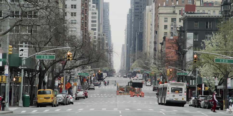 Downtown city streets are less occupied that usual