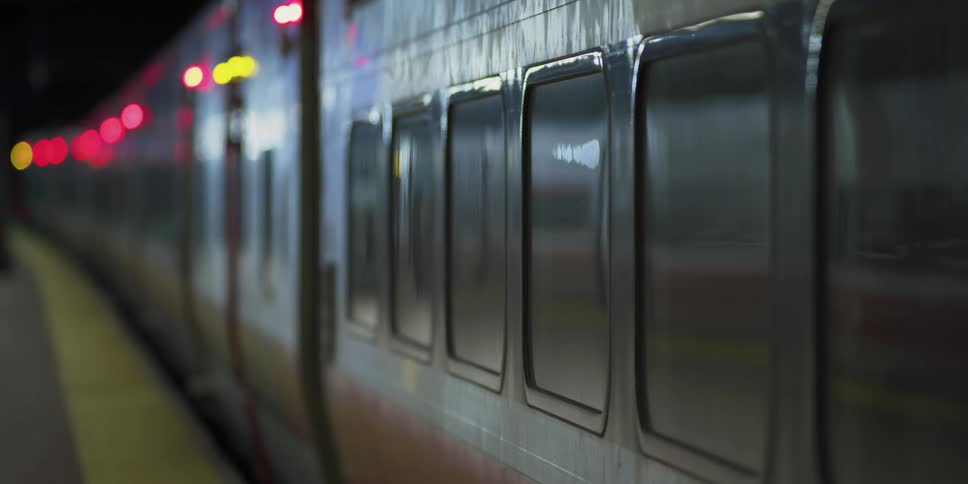 A train sits in the subway