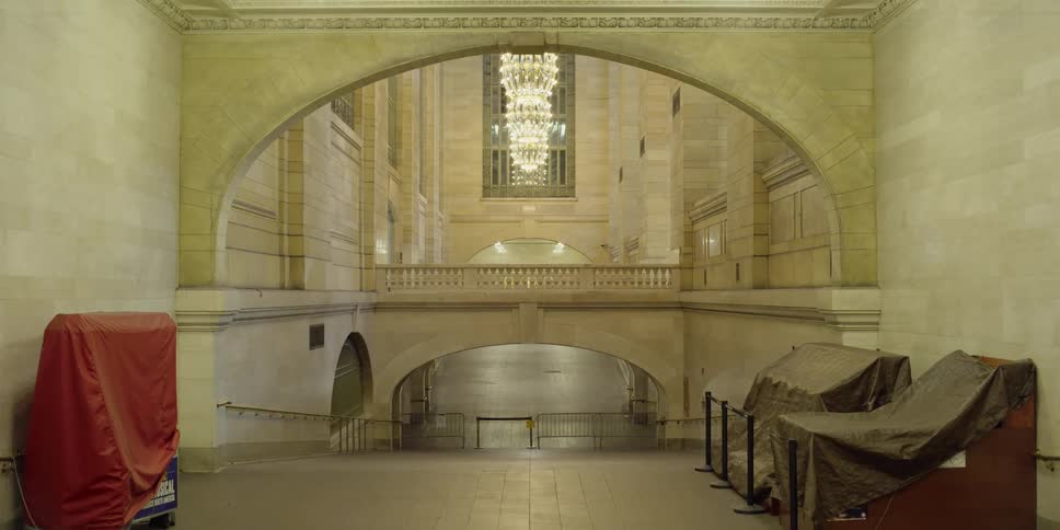 The hall is empty with the ramp gated off below