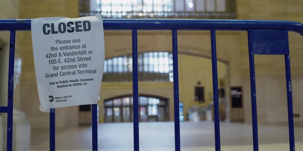 A sign closing the terminal