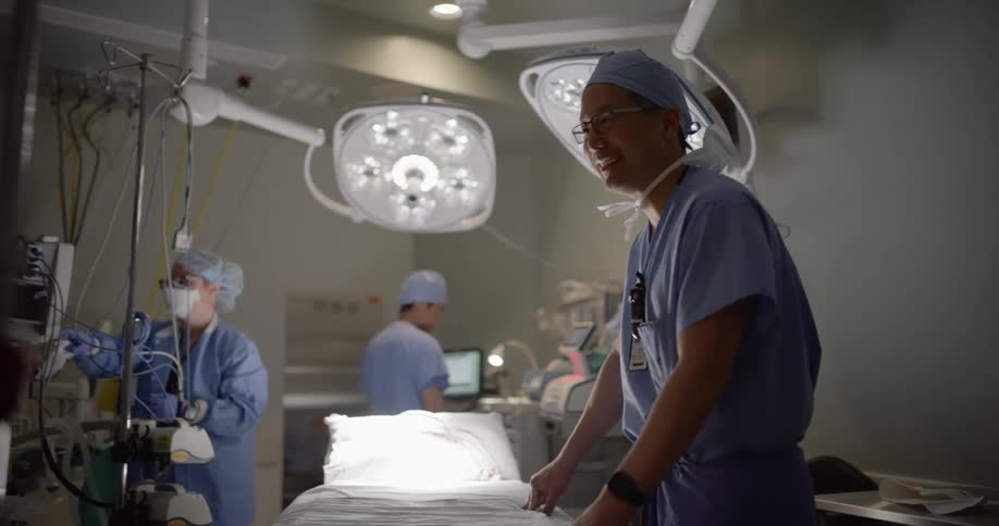 Surgeons prepare an operating room