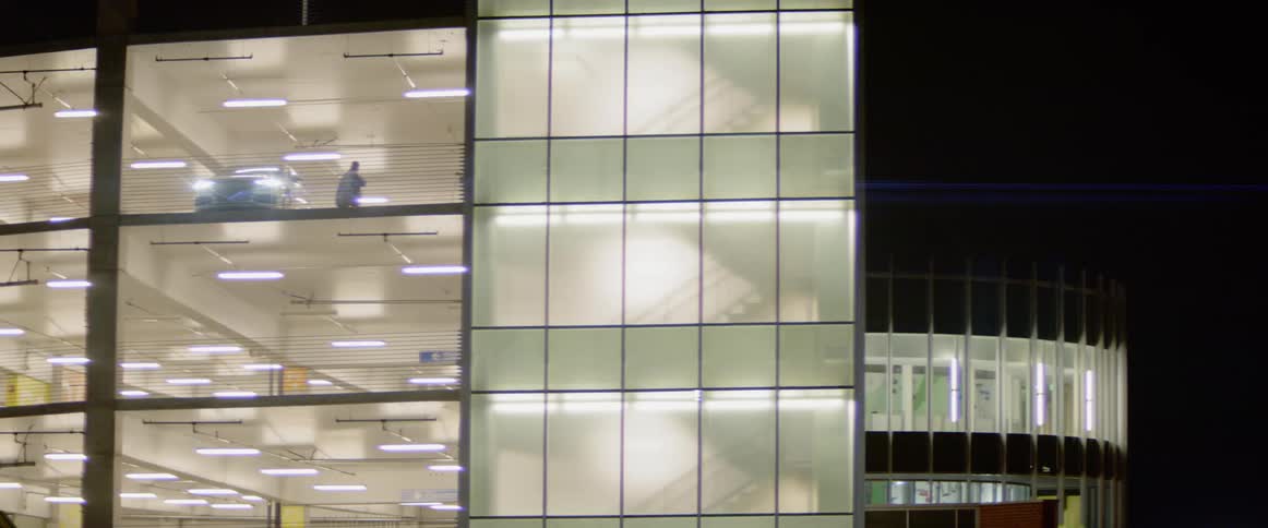 Office building on city at night