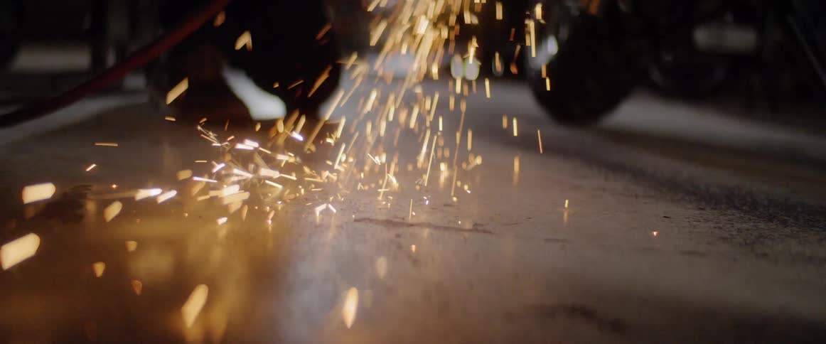 Sparks falling on the floor