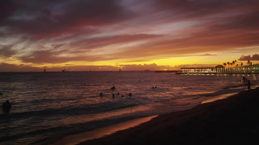 People swim in the ocean