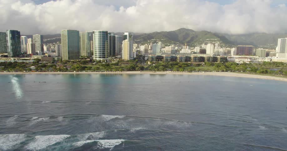 The coast of a metropolis on a day