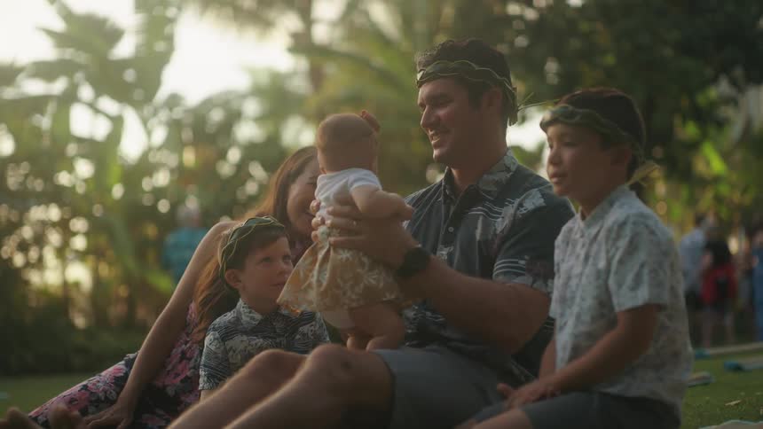 Family enjoying vacation in hawaii