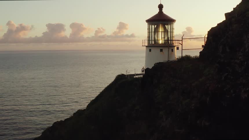 The lighthouse sits on the side of the mountain