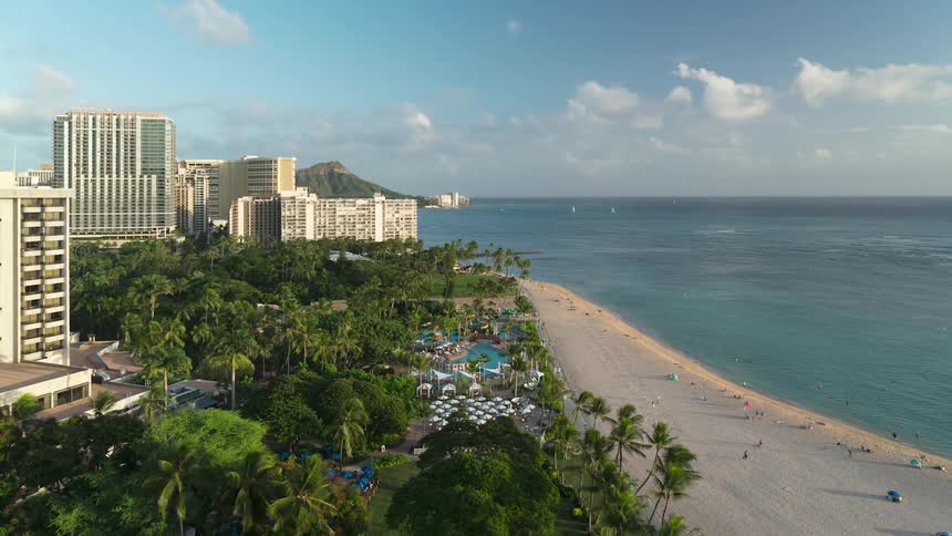 Time lapse of beach coastline at a waterfront metropolis resort
