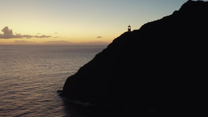 The lighthouse sits in the distance
