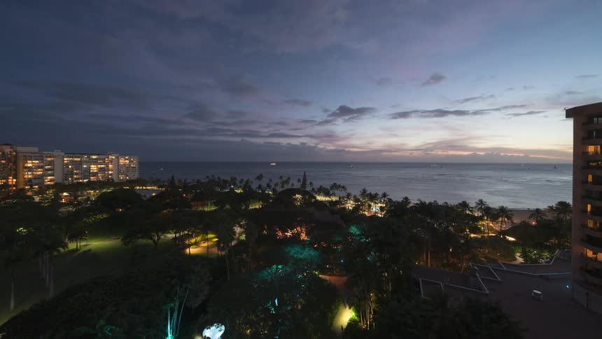 Time lapse of sunset at beach resort