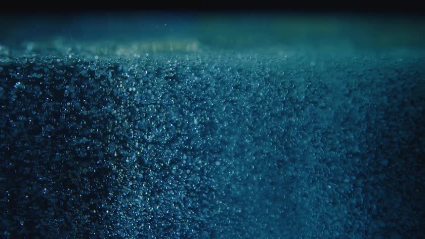 Bubbles rise to the surface of water