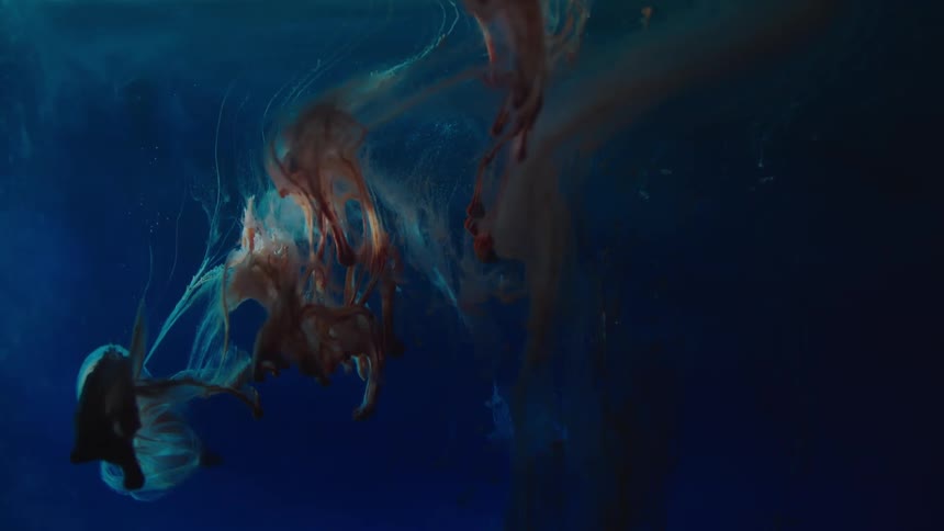 Abstract liquids are blue and orange