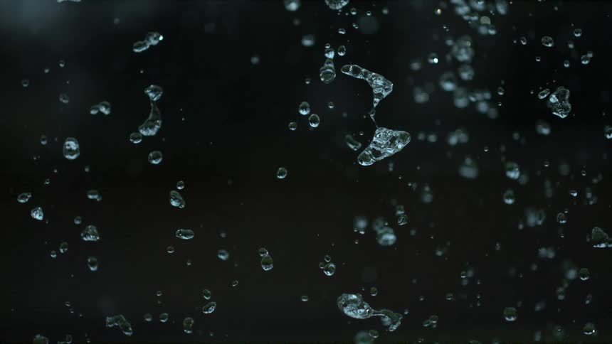 Water drops falling in slow motion