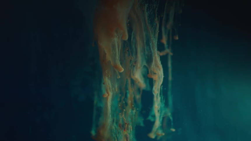 A brown substance that looks like paint immersed in water