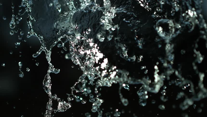 Water falling in the darkness