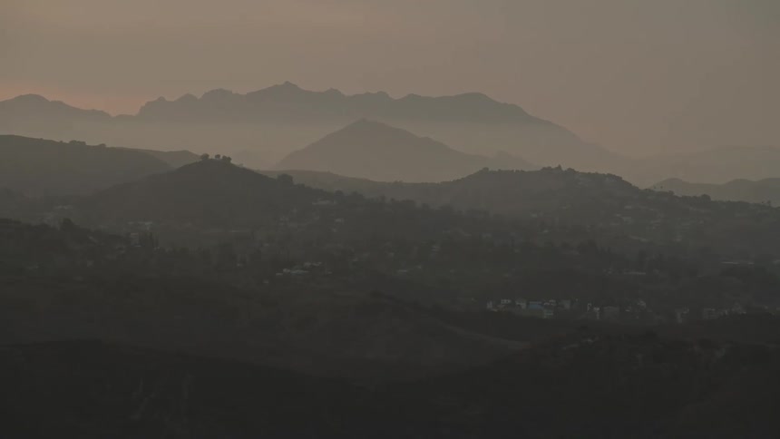 Buildings nestled in the hills