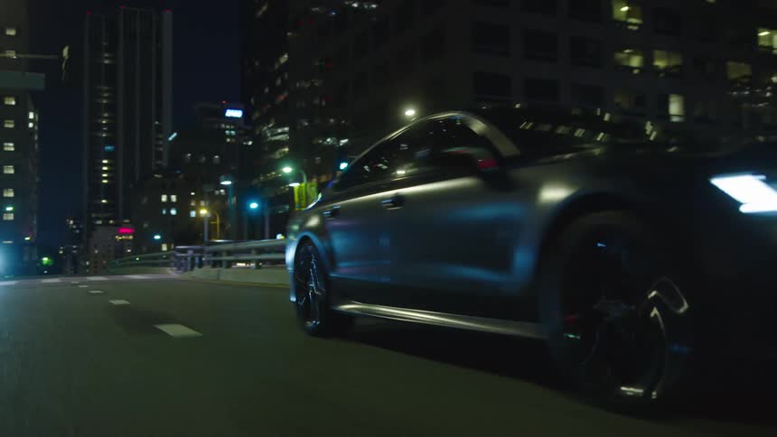 A car drives on the road