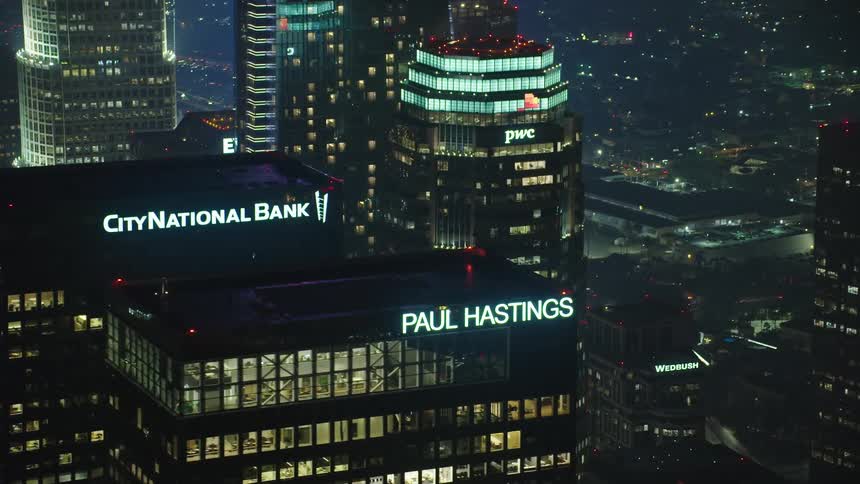 A large full of skyscrapers and buildings at night
