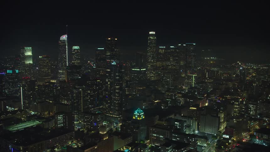 Skyscrapers in a metropolis at night