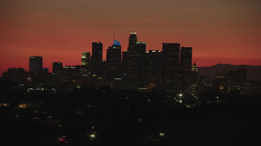 Skyscrapers in a city at night