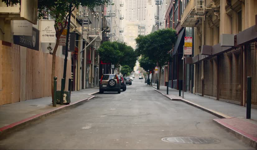 Cars parked on a city street