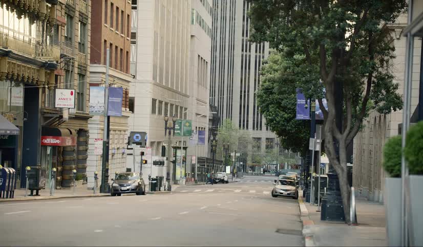 Empty street during the corona virus lockdown in the city in the daylight