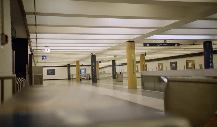 Vacant airport corridor with no people