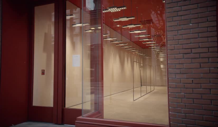 Empty store on city downtown at day